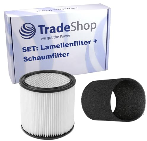 Trade-Shop 2in1 Set: Patronenfilter + Motorfilter kompatibel mit Shop Vac Classic 20 Inox, Ultra Pump Vac 45, Ultra 25-S, Ultra 30-S, Ultra 45-SI