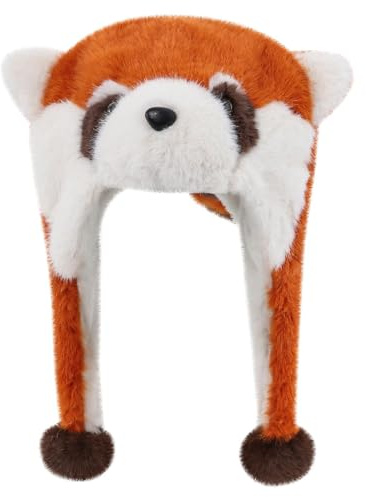 Laroal Chapeau de raton laveur cache-oreilles double couche épaississement chaud animal oreille rabat laine chapeau épaissi rembourré cache-oreilles en peluche raton laveur chapeau