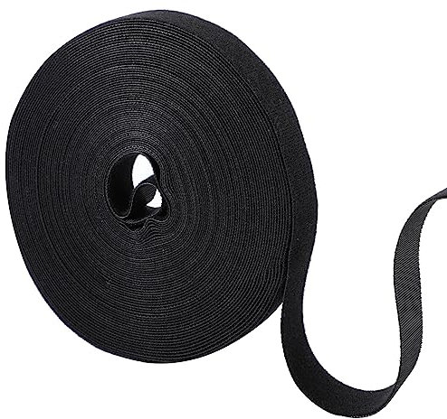10m Klett Kabelbinder, 20mm Klettverschluss Selbstklebend Breite Klettband Schwarz Beidseitig Klettbandrolle Wiederverschließbar zum Binden und Fixieren im Innen- und Außenbereich