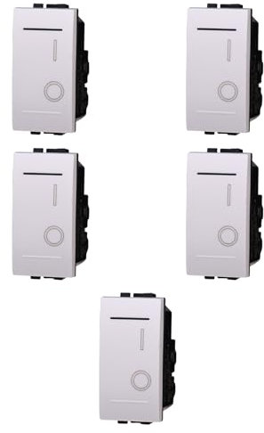5 MODULI INTERRUTTORE 0-1, BIANCO, COMPATIBILE CON BTICINO LIVING, 2 POSIZIONI, MODULI E FRUTTI 100% COMPATIBILI, MATERIALI DI ALTA QUALITA'