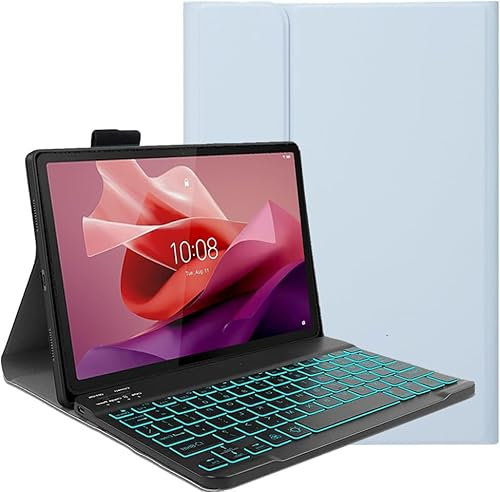 YHFZR Tastiera Custodia per Lenovo Yoga Tab Plus 12,7'' 2025, [Italiana Layout] 7 Colori Backlit Tastiera Wireless Con Custodia Protettiva Per Lenovo Yoga Tab Plus 12,7'' Tablet 2025, Blu