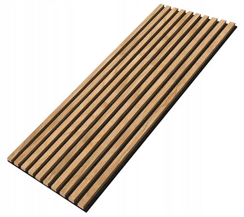 EmsCraft24 Akustikpaneele 1,228m² - 275cm x 46cm x 1.8cm - | Akustikpaneel | Lamellenverkleidung | Wandverkleidung | Akustikfilz | Wandpaneele auf filz (029 - Eiche Enkel)