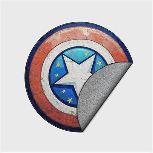 pikapuka Maschine Waschbar Retro Mode Moderne Pentagram Rot Blau Schlafzimmer Wohnzimmer Kreislaufschutz Teppich Kompatibel Captain America Bodenmatte Kinderzimmer Dekor (Durchmesser: 120cm)