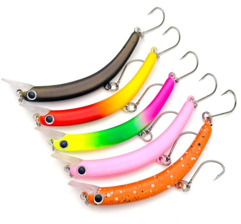 Machilea 5 Stück Forellenköder Bananenwobbler Set, Angelköder Set Kunstköder Wobbler Forelle Spoons mit Doppelhaken für Verwendung in Süßwasser, Salzwasser, Forelle, Barsch