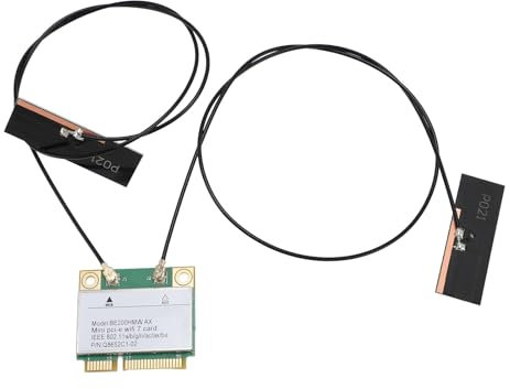 WiFi 7 Tri-Band Half PCI-E-drahtloser Netzwerkkarte 8774 Mbit/s (2,4/5/6GHz) mit MU-MIMO & BT 5.4 für Desktop-PC-Laptop-Siege 10/11, Linux, Chrome OS (mit Antenne)