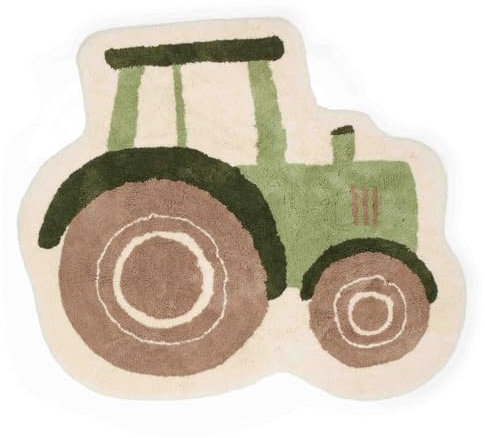 Little Dutch Teppich Kinderzimmer Kinderteppich Traktor - Little Farm grün (100x110 cm)