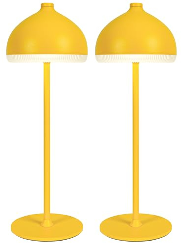 LuminexDesigns 2 Pezzi Lampade da Tavolo Senza Fili Ricaricabile VIOA TL13 | Lampada da Tavolo Ricaricabile,5200mAh, IP54, 3 tonalità – per comodino, soggiorno, terrazza, giardino, balcone e cena,Giallo