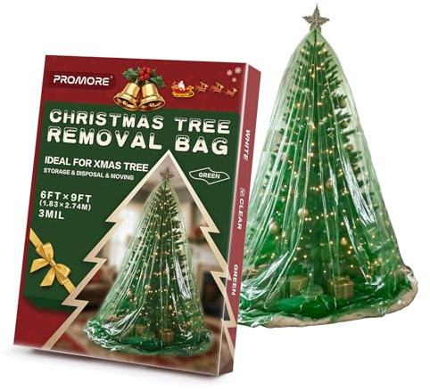 PROMORE Weihnachtsbaum Aufbewahrungstasche Entfernung Lagerung Tasche 2,7 X 1,8 M Extra Grosse Weihnachtsbaumtasche Entsorgungsbeutel Wasserdichte Staubdicht Strapazierfähige Kunststofftasche - Grün