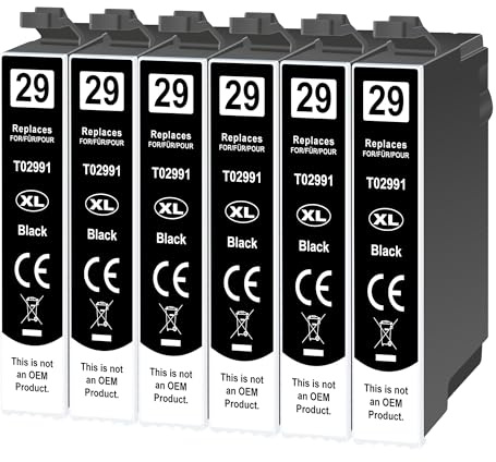 Jhaan 29XL Patronen Kompatibel für Epson 29XL 29 XL für Epson XP 342 XP 352 | 29XL Patronen für Expression Home XP-332 XP-235 XP-245 XP-255 XP-335 XP-345 XP-355 XP-432 XP-435 XP-442 XP-445, 6 Schwarz