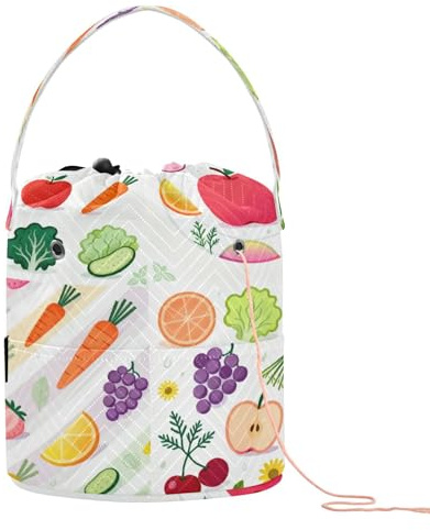 Häkeltasche mit frischem Obst und Gemüse, Häkeltasche mit Löchern, Häkeltasche für Strickset, Häkeln, Reisen