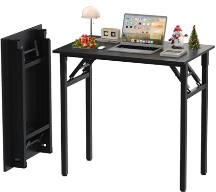 DHHOZAMZ 80x50cm Schreibtisch Klappbar, Klappbarer Schreibtisch Kleiner, Computertisch Klein, Schreibtische Platzsparend, Laptoptisch fürs Büro, Homeoffice. (Schwarz-c, 80x50x75cm)
