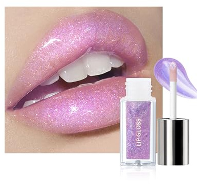 Glitzer Lippenstift Flüssiger Lipgloss, Lila Hydrating 3D-Volume-Effekt