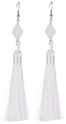 HXFFXHF Schmuck Frauen Silberohrringe, Quastenohrringe böhmische Ohrenquasten Ohrringe für Frauen wild Langen, Exquisite blau rot rosa Schwarze lila grüne Ohrgeschenke für Freundin, Frau, Schwester,