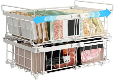 UMDONX Cesta para Congelador de 2 piezas,Blanco 29-45x30x15cm