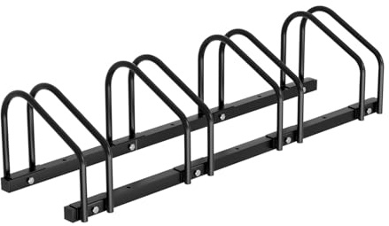 Fahrradständer Boden für 4 Fahrräder, 30cm Radabstand 35-55mm Reifenbreite rostfreier Stahl selbstsichernde Schrauben Boden oder Wandmontage Mehrfachständer Fahrradhalter Schwarz