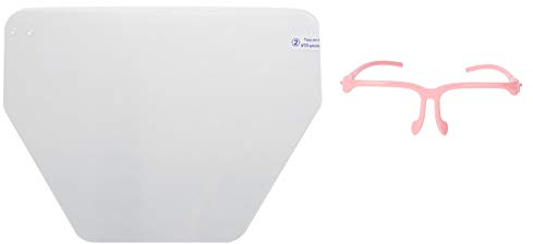 YUKERMARB Transparente Gesichtsmaske, Schützende Gesichtsmaske, Wiederverwendbarer Visierschutz, Austauschbarer Schutzschild, für Zahnschutz (mit 12 Visieren + 1 Brillengestell) (PINK)