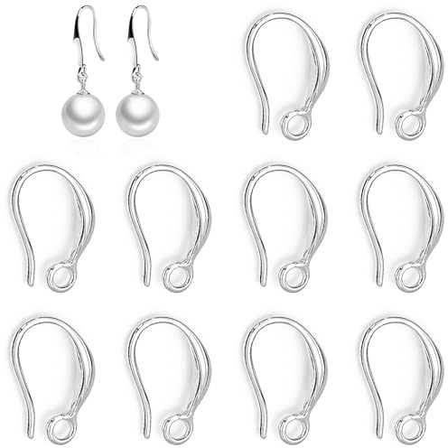 10 Ganci per Orecchini in Argento Sterling 925 – Monachelle per Orecchini 16 x 10 mm – Pendenti Intercambiabili – Ipoallergenici – Ganci fai da te