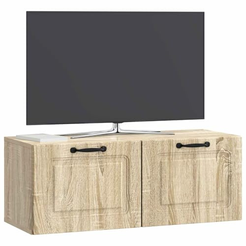vidaXL Wandmontierter TV-Schrank Sonoma-Eiche 78,5 x 31 x 30 cm, Wohnzimmermöbel, moderner TV-Ständer, viel Stauraum, funktionale Medien-Einheit, platzsparendes Design, Holz-Unterhaltungszentrum
