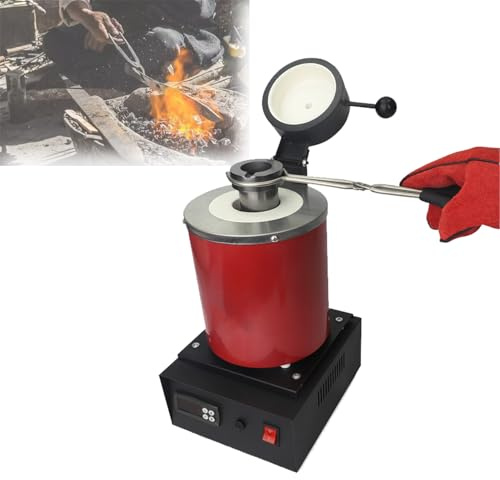 Pnpaea Horno De FusióN De Oro,Horno FundicióN Metales Digital Horno De FusióN EléCtrico MáQuina De FusióN De Oro para Fundir Oro Joyas Plata withoutSchutznetz-Red2kg