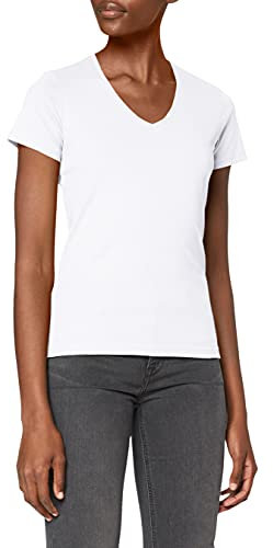 Stedman Apparel Women's Classic-T V-Neck/ST2700 Regular Fit Short Sleeve T-Shirt, White, Size 14 (Manufacturer Size:Large)