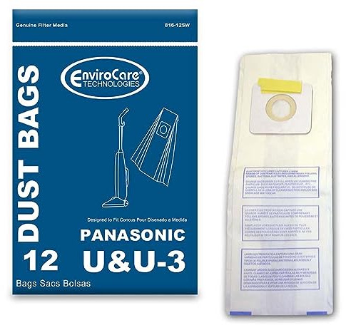 12 Pack Panasonic Type U, U3 Upright Vacuum Cleaner Bags 60-2426-04