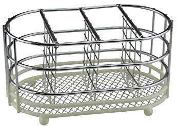 Apollo Chrome Wire Ware Dip Cutlery Caddy, Cream