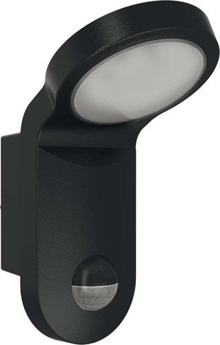 ESYLUX LED-Leuchte 14 W mit Bewegungsmelder, 140 Grad, 5000 K, Aluminiumdruckguss und Kunststoff, AOL 100LED 5K, schwarz, 2386878
