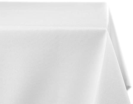 BEAUTEX fleckenabweisende und bügelfreie Tischdecke - Tischtuch mit Lotuseffekt - Tischwäsche in Leinenoptik, Eckig 130x220 cm, Weiss