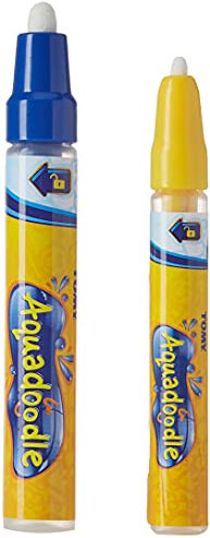 AquaDoodle TOMY - Pack 2 Stylos E72392, 1 Feutre à Pointe Fine Et 1 Feutre Pointe Large Pour Tapis, Stylos Effaçables Pour Dessin à L'Eau, Feutres De Coloriage Adaptés Aux Bébé 18 Mois+