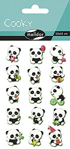 Maildor CY016O Packung mit Stickers Cooky 3D (1 Bogen, 7,5 x 12 cm, ideal zum Dekorieren, Sammeln oder Verschenken, Panda) 1 Pack