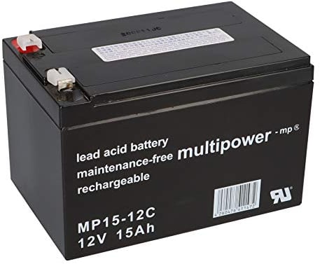 Multipower Blei-Akku MP15-12C Pb 12V 15Ah zyklenfest, Faston 6,3, Bleiakku, AGM 12Ah 13Ah 14Ah 16Ah