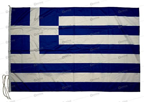 Bandiera Grecia 150x100cm in Tessuto Nautico Antivento da 115g/m², Bandiera Greca 150x100, Bandiera della Grecia 150x100 con Cordino o moschettone, Doppia Cucitura perimetrale e fettuccia di Rinforzo
