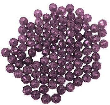 (3 mm/Lila) Glasperlen - Bastelperlen aus Glas facettiert Kristall Diamant Optik Loch Perlen zum Basteln auffädeln Armbänder Traumfänger bunt Set DIY kleine große Kinder Schmuck