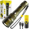 AMAFOX G8 - (2100 LUMEN) - XENON Megabeam LED Taschenlampe | 21700 mAh Akku - Militärgrün - Extrem Hell | mit USB C aufladbar
