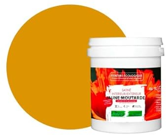 BOX DECO COULEURS Peinture naturelle écologique intérieur extérieur aspect satin Natura - 1L, Jaune Moutarde