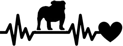 SHMAZ 19 x 7,1 cm Bulldog Herzschlag Rettungsleine Heckscheibe dekorative Autoaufkleber schwarz/Silber