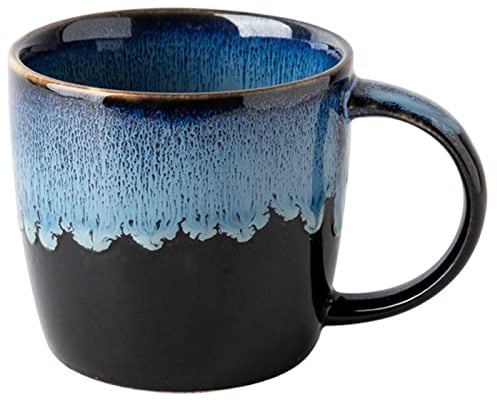 Biigming Tazza da Caffè in Ceramica, Tazza in Ceramica Blu 350ml per Ufficio e Casa, Lavabile in Lavastoviglie e Microonde, Manico Grande, Regalo per Natale Festa della Mamma Halloween Compleanno (1)