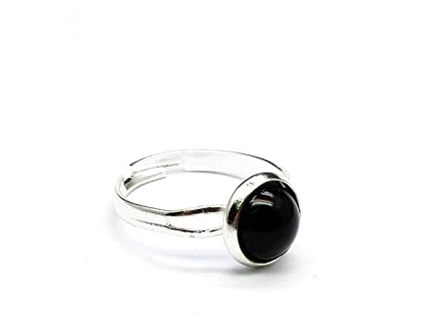 ARTQ Steinring Runder Obsidian-Natursteinring Für Damen, Verstellbarer Ring, Vintage, Einfache Aussage, Stapelbarer Ring, Muttertagsgeschenk, Schmuck Für Mutter, Frau, Freundin