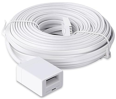 SPEPY BT Telephone Extension Cable, White BT Male to Female Extension Cable 6-Pin Straight Through PhoneCable for UK Landline Phone Cord Home & Office Fax Modem Extender 6P4C (10M)