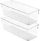 Amtido Clear Drawer Organiser Tray Set, 2 Pack – Durable Storage Containers for Kitchen, Pantry, Office & Cosmetics – Plastic Drawer Organiser Fits Drawers, Cupboards & Fridge - 10.2 x 30.5 x 8.3cm