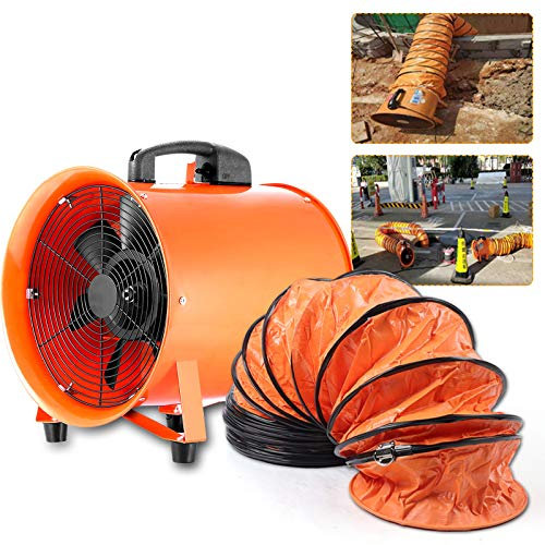 Ventilateur axial industriel - Ventilateur de chantier - Ventilateur axial - Ventilateur de chantier - Ventilateur axial - Ventilateur de chantier - Avec tuyau de 10 m - 3900 m³/