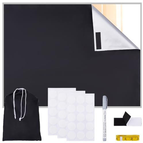 SUPERFINDINGS Couverture de Fenêtre Occultante 100% Rideaux Occultants Portables sans Perçage Temporaires Stores Occultants pour Chambre avec Sac Inclus Autocollant Renforcé Bandes Rondes
