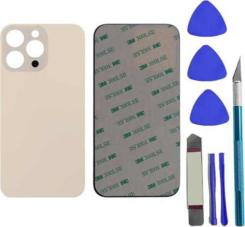(Gold) Ersatz-Rückseite aus Glas für iPhone 14 Pro Max 6,7 Zoll mit Reparaturwerkzeug-Set