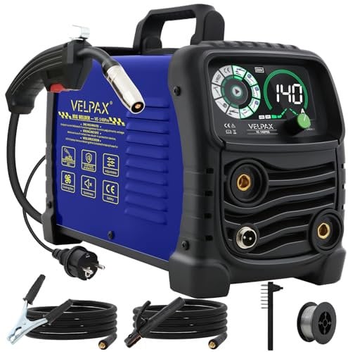 140A Saldatrice A Filo Continuo Senza Gas, 3 in 1 MIG/ARC/Lift TIG IGBT Inverter Saldatore con Smart Digital LED Dispaly di filo animato 0,8 mm per principianti e saldatori professionisti