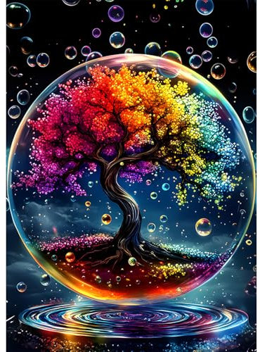 KEYIFA 5D Diamond Painting Complet Kit, Arbre Fantastique Cristal Art Toile Kit Peinture, DIY Diamond Painting Adultes, Accessoires Diamant Painting pour Murale Décoration 30x40cm