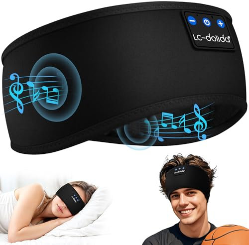 LC-dolida Schlafkopfhörer Bluetooth 5.4, Schlaf Kopfhörer Seitenschläfer Stirnband Kopfhörer Headband Schlafmaske, Sportskopfhörer Musik schlafen Stirnband für Sport Training, Joggen, Yoga, Reisen