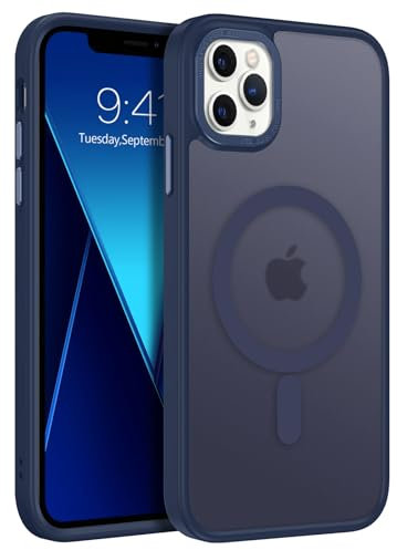 VENINGO Funda Magnética para iPhone 11 Pro MAX, Compatible con MagSafe Anti-Amarilleo Anti-Arañazos Fina Mate Caso Antigolpes Carga Inalámbrica Cover, Azul Oscuro