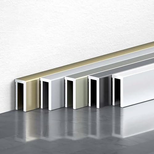 Raouoae Bordure De Sol en Aluminium 125 Cm X 2 Plinthe De Finition Élégante pour Murs Et Sols dans Salons Cuisines Et Couloirs Bande De Bordure De Sol Stratifié(Champagne Gold)