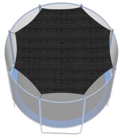 Ansobea Schwarz Trampolin Überdachung Abdeckung, Trampolin Sonnenschutz Abdeckung Ø 305cm für 8-Stangen-Trampolin,UV-Beständige wasserdichte Trampolin Sonnenschutz Abdeckung.