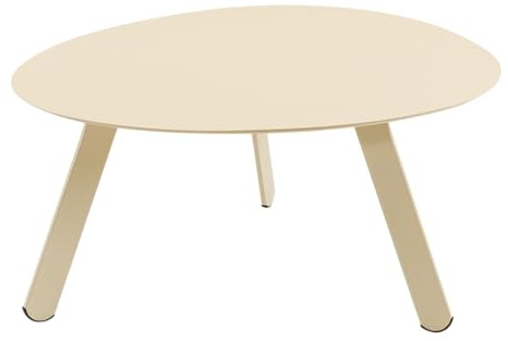 habeig Runder Gartentisch aus Stahl, 74x60x36cm, Grau-Schwarz, Belastbar bis 25kg (Creme, 74x60x36cm) Gartenbeistelltisch #41059